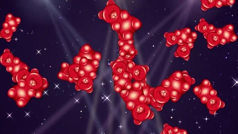 Red Gummy Bear Candy Bursting Over Sparkling Glitter Background Stock Footage 346114856