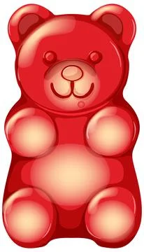 Red Gummy Bear Candy Vector Illustration on White Background Ilustración de archivo