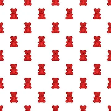 Red gummy bears forming seamless sweet candy pattern Stock Illustration
