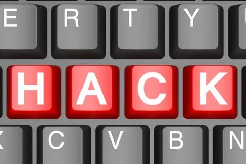 Red hack button on modern computer keyboard Stock Illustration
