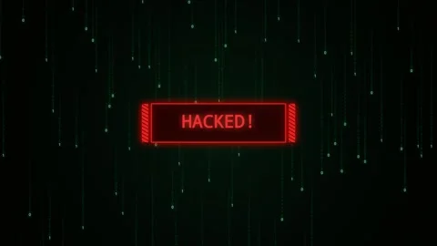 Red hacked warning banner animation cyber attack background Stock Footage 346643155
