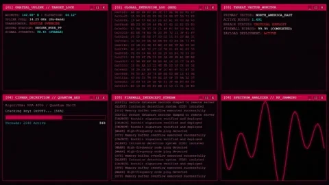 Red hacker terminal and cyber attack dashboard interface Stock Footage 342147921