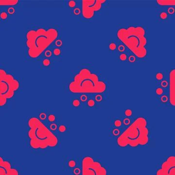 Red Hail cloud icon isolated seamless pattern on blue background. Vector Illustrazione stock