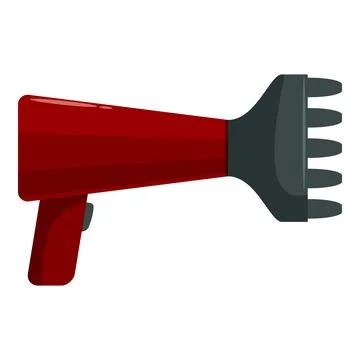 Red hair dryer diffuser creating volume and defined curls Stock Illustration