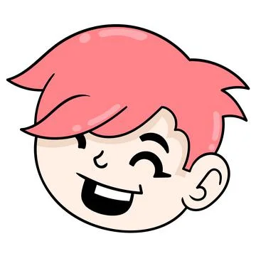 Red haired boy head is smiling seductively, doodle icon drawing Stock Illustration