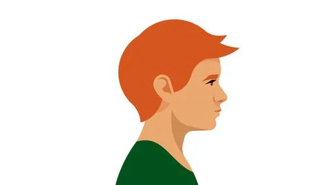 Red-haired boy. Portrait side view. Modern illustration of boy, son, nephew Stock Illustration