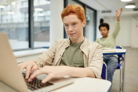 Red Haired Boy in School 写真素材