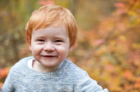 Red-haired boy is smiling Stock Photos