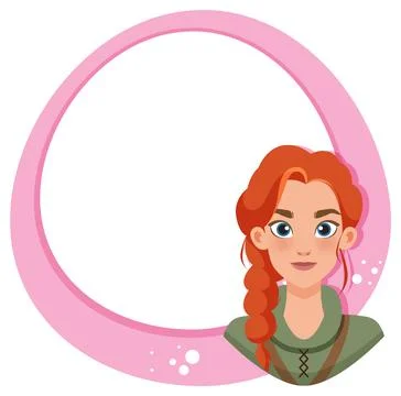 Red-Haired Girl in Pink Frame Stock Illustration