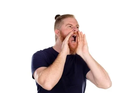 Red haired man with long beard shouting Stock Photos