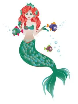 Red Haired Mermaid イラスト素材