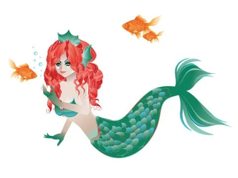 Red Haired Mermaid Stock Illustration