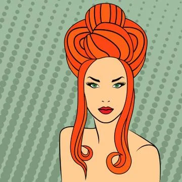 Red-haired retro style Stock Illustration