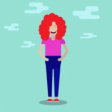 Red-haired smiling girl. Vector illustration. Stock Illustration