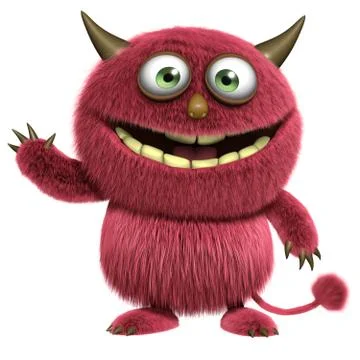 Red hairy alien 스톡 일러스트