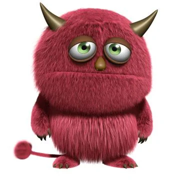 Red hairy alien 스톡 일러스트