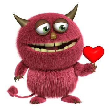 Red hairy alien Stock Illustration