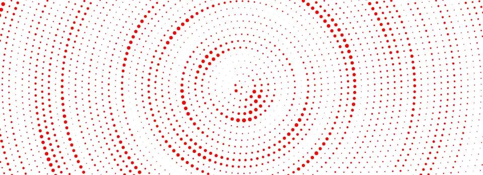 Red halftone concentric background. Dotted radial gradient texture. Red ripple Stock Illustration