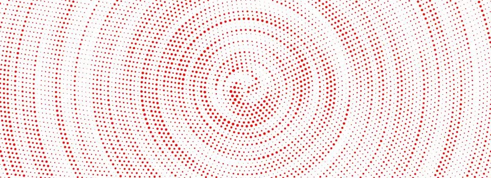 Red halftone concentric circle background. Rippled sonic wave ring wallpaper Stock Illustration