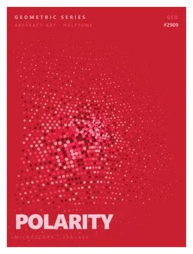 Red halftone dot pattern abstract poster with wavy geometric vector design. イラスト素材