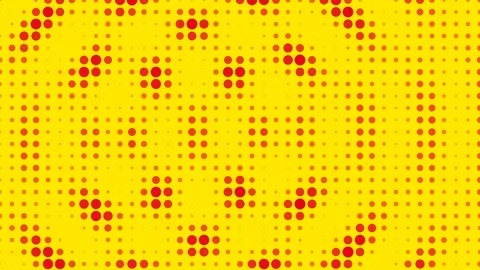 Red Halftone Dot Pattern on Yellow Background Stock Footage 342320628
