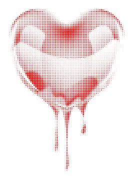 Red halftone doted hearts Stock Illustration