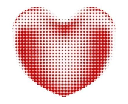 Red halftone doted hearts Stock Illustration
