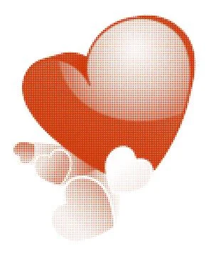 Red halftone doted hearts Stock Illustration