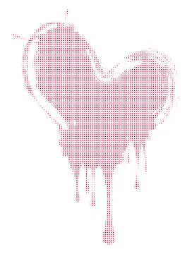 Red halftone doted hearts Stock Illustration
