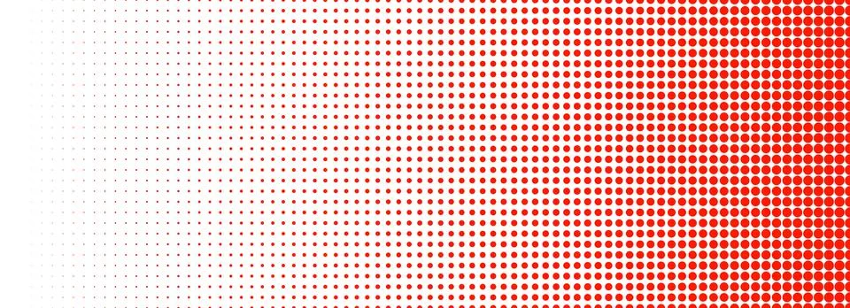 Red halftone gradient texture. Vanishing cartoon polka dot background. Repeated Stock Illustration