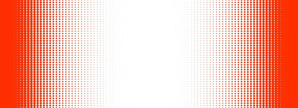 Red halftone gradient texture. Vanishing cartoon polka dot background. Repeated Stock Illustration