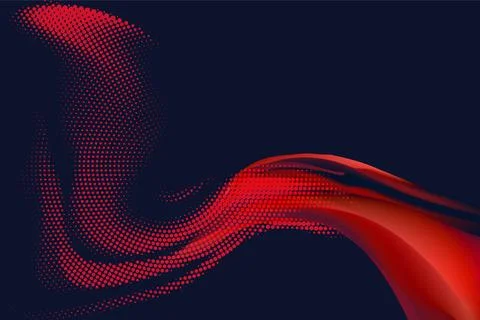 Red Halftone Wave on Dark Background, An abstract red wave background 스톡 일러스트