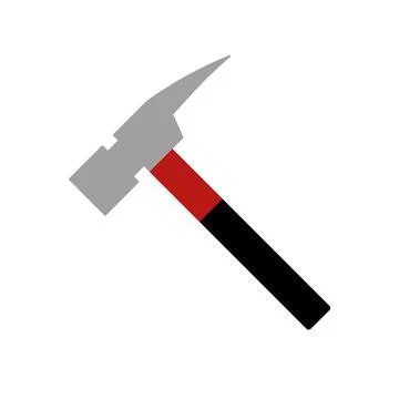 Red hammer icon. Tool. Vectors. Stock Illustration