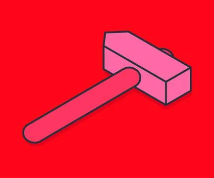Red hammer linear isometric Icon Stock Illustration