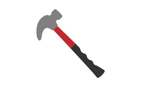 Red hammer vector icon isolated on white background Stock Illustration