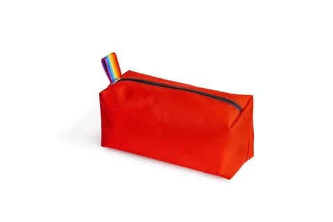Red hand bag on a white background with copy space Foto stock