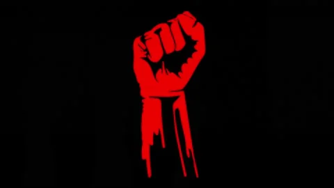Red hand on black background 4K Stock Footage 171285468
