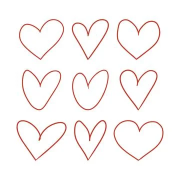Red hand drawing hearts. Vector illustration Stock Illustration