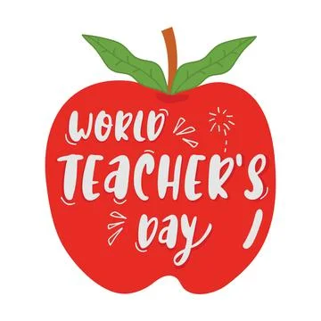 Red hand drawn apple shape cartoon teachers day vector Stock Illustration
