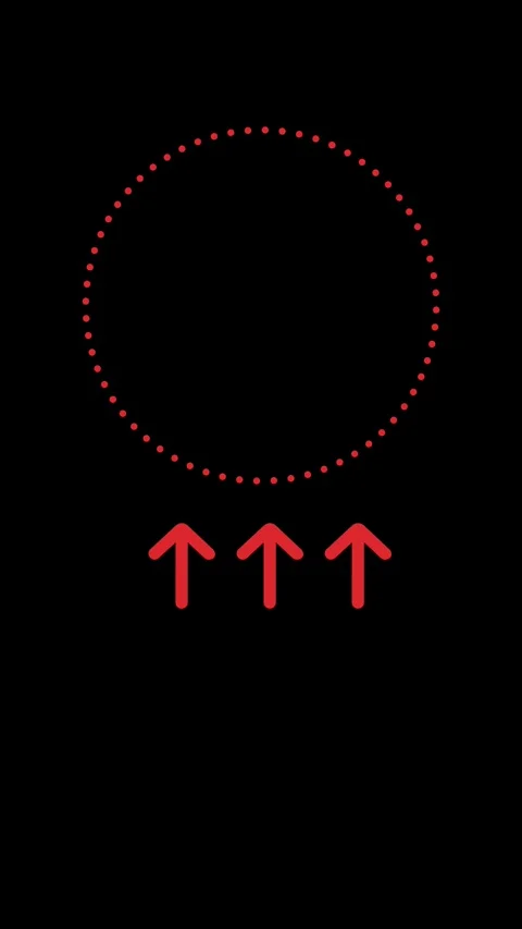 A red hand drawn arrow pointing a red circle marker on a black background Stock Footage 341904393