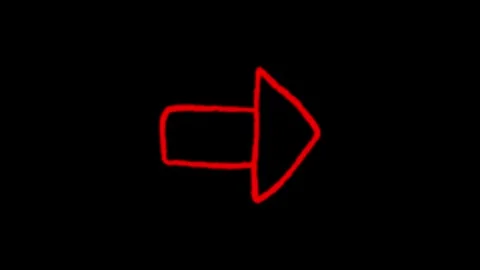 Red hand drawn arrow pointing right with glowing neon outline animation on .. Stock Footage 345547894