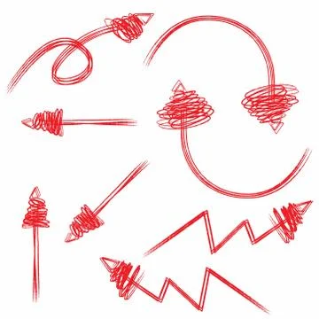 Red hand drawn arrows Stock Illustration