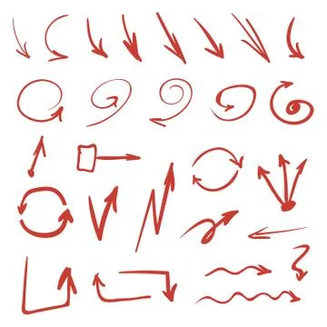 Red Hand Drawn Arrows Stock Illustration