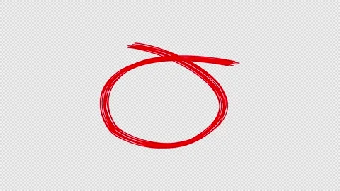 Red hand drawn circle marker isolated on solid black background simple anim.. Stock Footage 338019945
