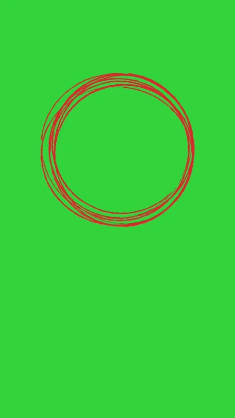 Red hand drawn circle marker on a solid green screen background. Stock Footage 341904407