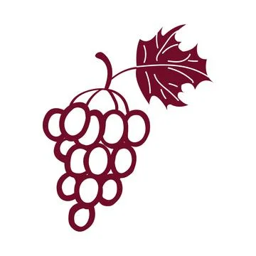Red hand drawn grape sketch. Engraving stile Stock Illustration