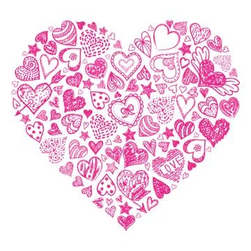Red hand drawn heart Stock Illustration