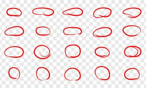 Red hand-drawn oval underline and frame set Stock Illustration
