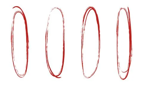 Red hand-drawn oval underline and frame set Stock Illustration