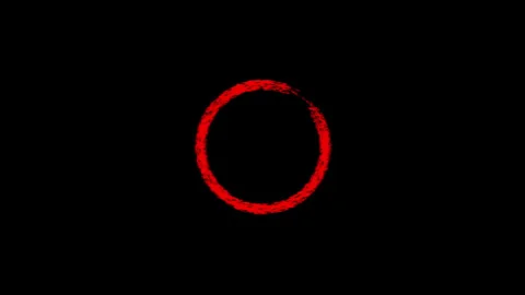 Red hand drawn paint circle animation on black background with rough grunge.. Stock Footage 338253128